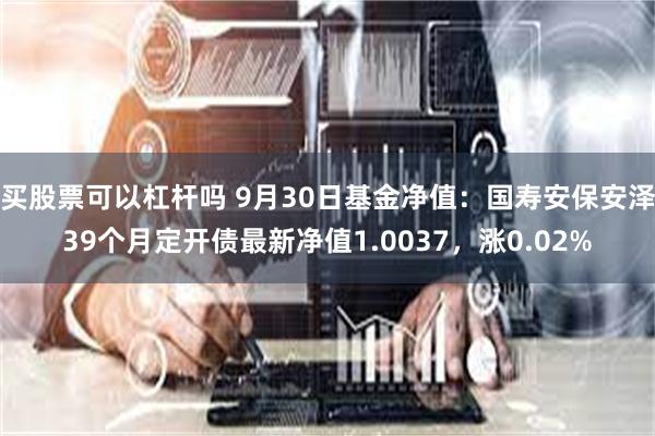 买股票可以杠杆吗 9月30日基金净值：国寿安保安泽39个月定开债最新净值1.0037，涨0.02%